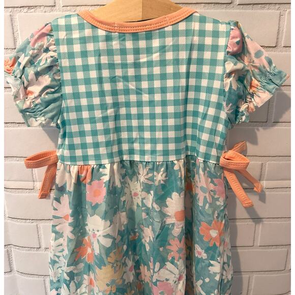 Toddler Girls 2T Sassy Saul Green Pink Plaid Floral Spring Summer Dress - Picture 8 of 11